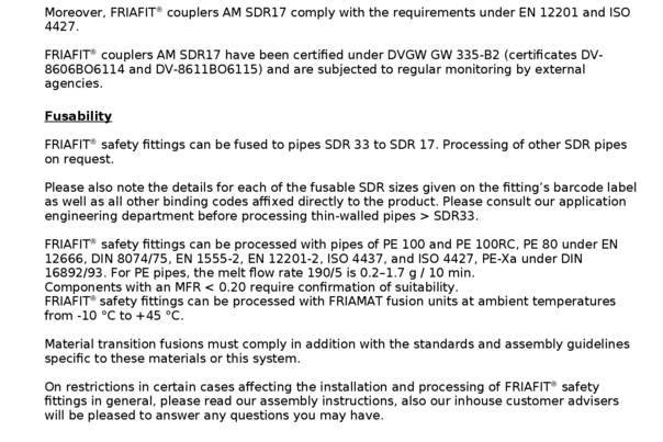 FRIAFIT Tendering Text