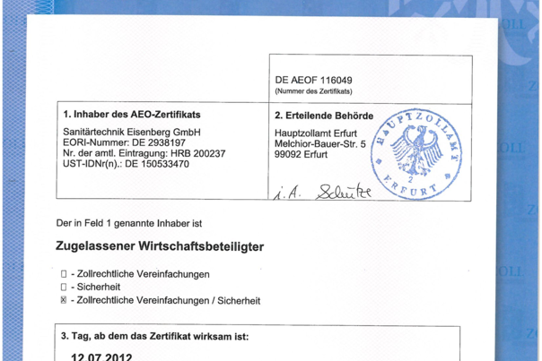 AEO-Certificate